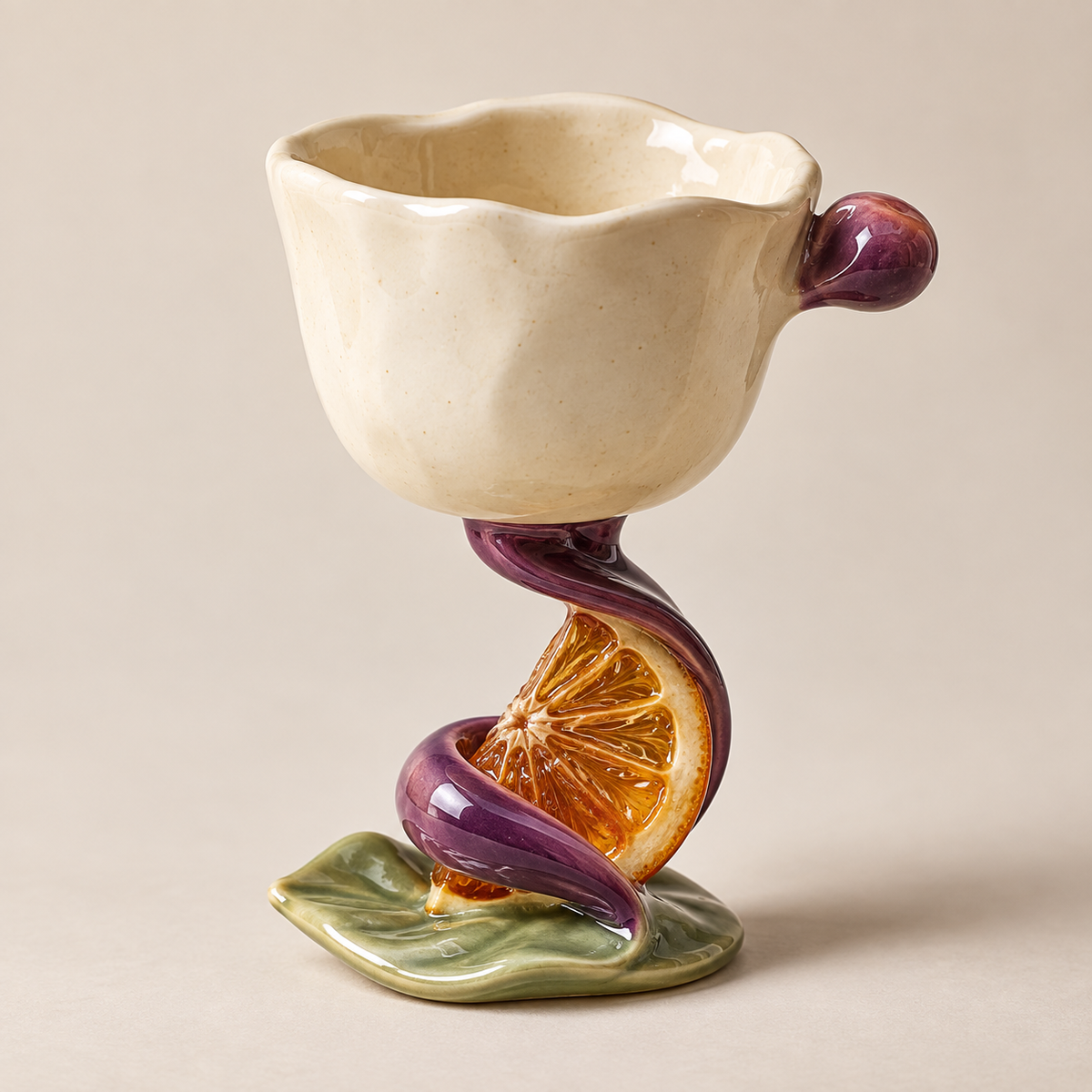 Sculptural Citrus Vine Ceramic Coffee Mug