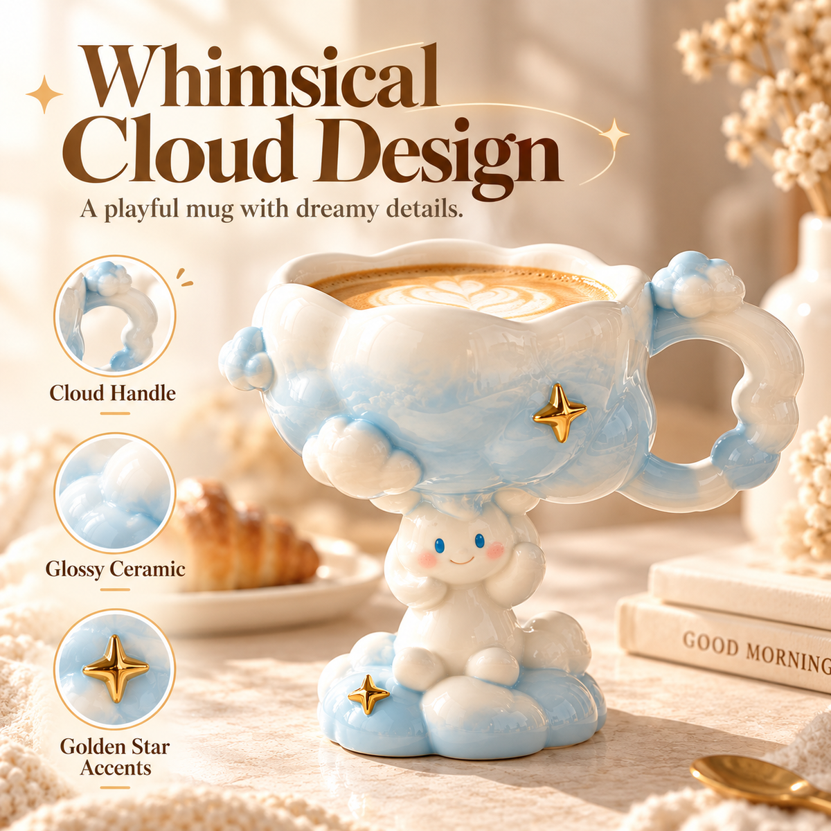Dreamy Cloud Character Ceramic Coffee Mug