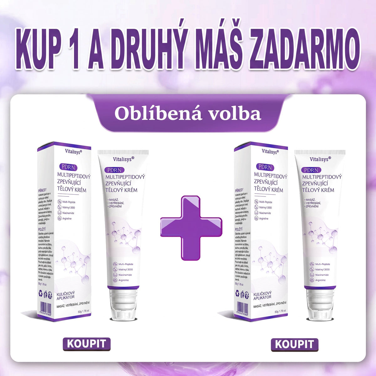 Vitalisys®🍃PDRN Multi-Peptide Masážní tělový krém s válečkem — proti stárnutí, hydratuje, zpevňuje a liftinguje pokožku, podporuje regeneraci, sjednocuje tón pleti a pečuje o nedokonalosti a tmavé skvrny.