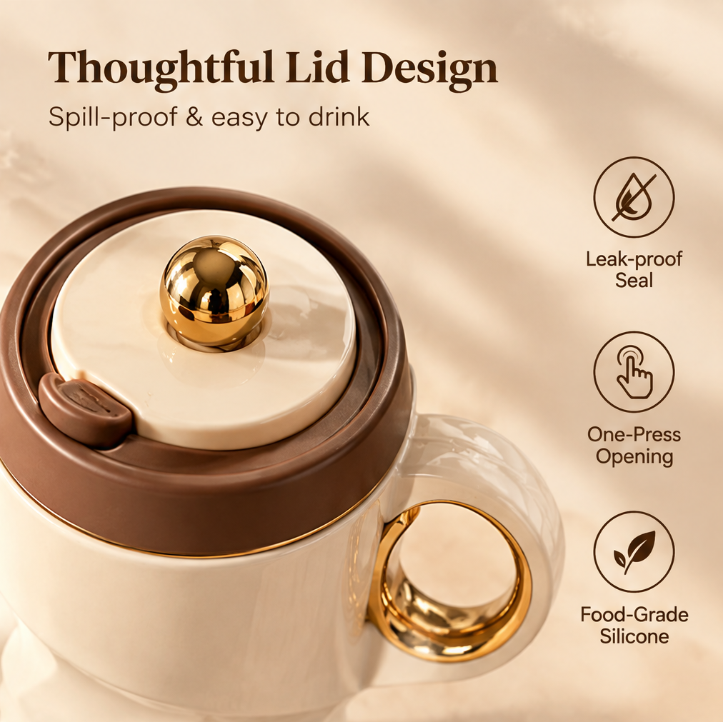 Sculptural Twist Ceramic Coffee Mug with Lid