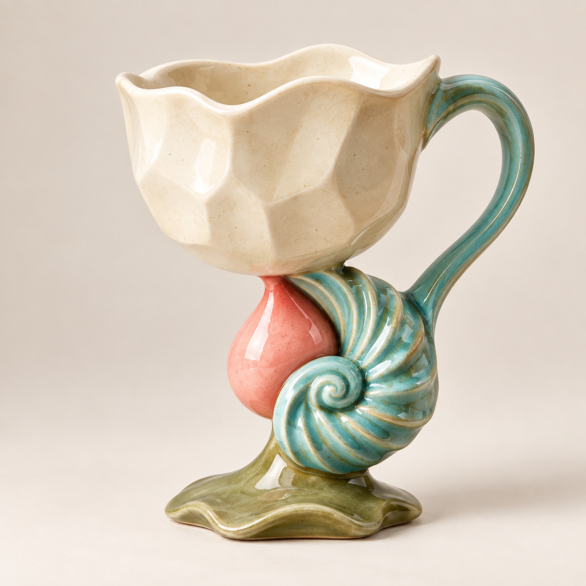 Sculptural Seashell Ceramic Coffee Mug