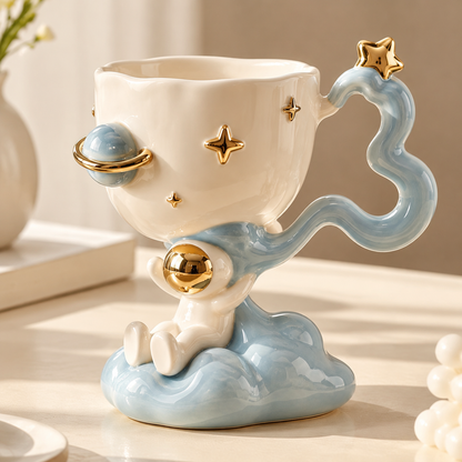 Whimsical Astronaut Cloud Ceramic Coffee Mug