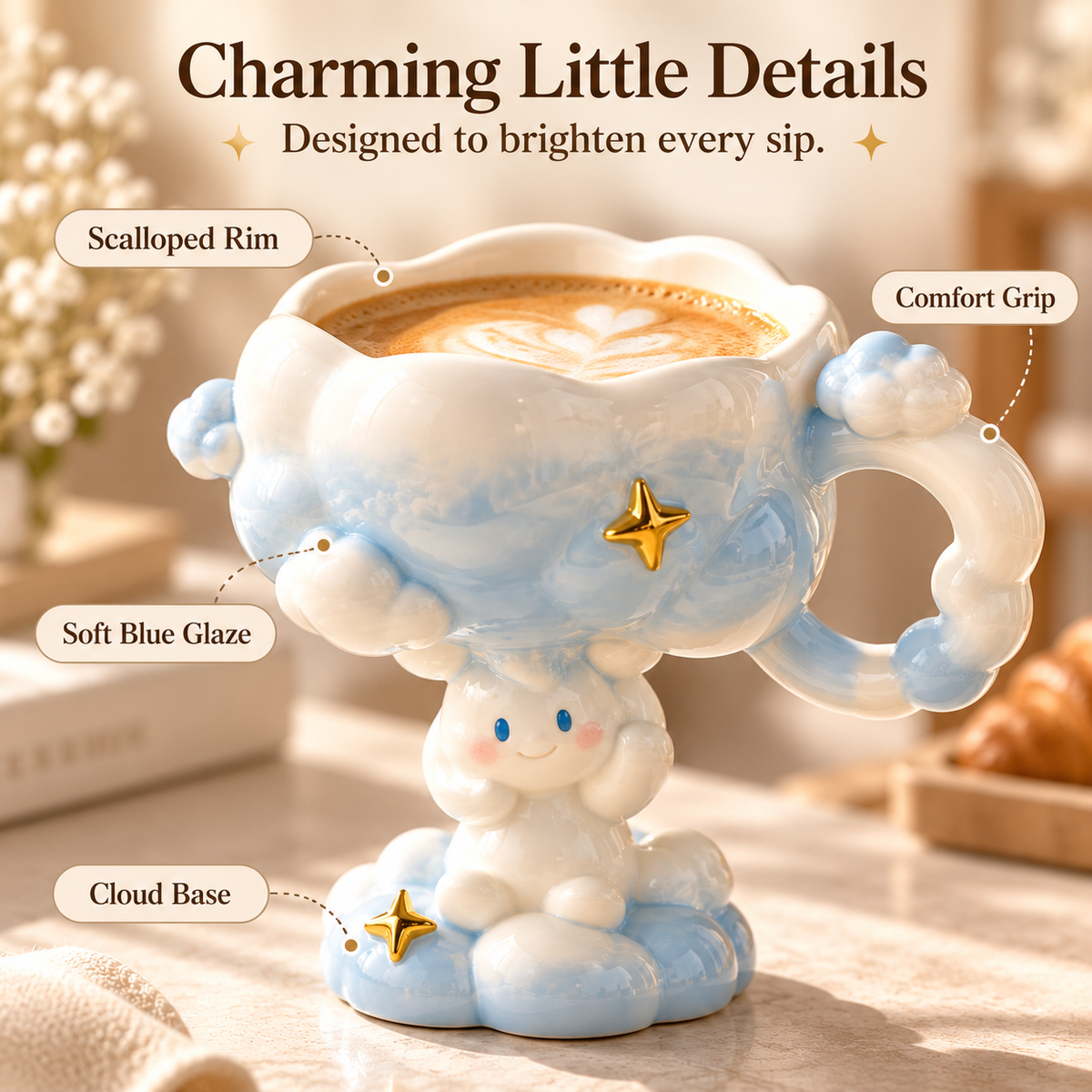 Dreamy Cloud Character Ceramic Coffee Mug