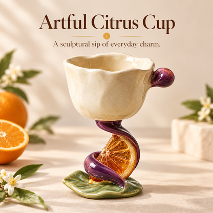 Sculptural Citrus Vine Ceramic Coffee Mug