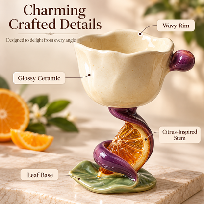 Sculptural Citrus Vine Ceramic Coffee Mug