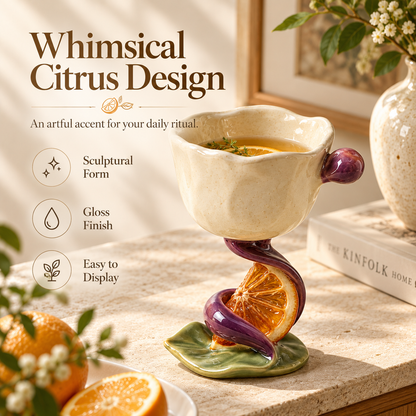 Sculptural Citrus Vine Ceramic Coffee Mug