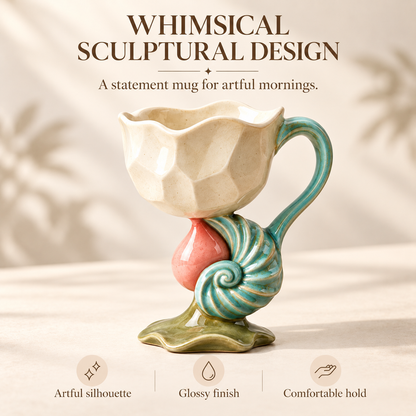 Sculptural Seashell Ceramic Coffee Mug