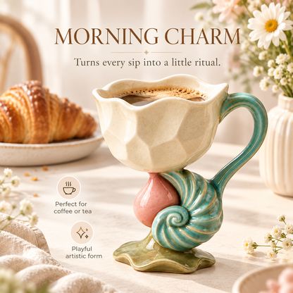 Sculptural Seashell Ceramic Coffee Mug