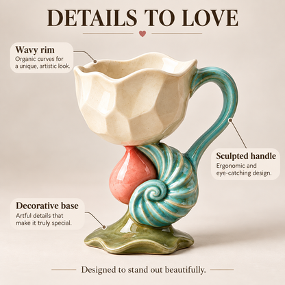 Sculptural Seashell Ceramic Coffee Mug
