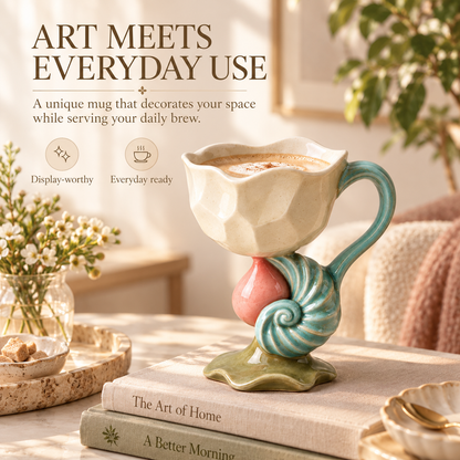 Sculptural Seashell Ceramic Coffee Mug
