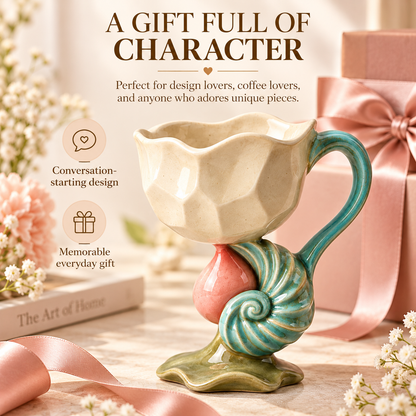 Sculptural Seashell Ceramic Coffee Mug